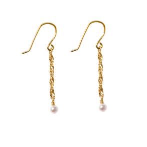 reringe i Forgyldt Sterlingslv med Ferskvandsperle