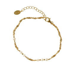 Armbnd eller halskde i forgyldt sterlingslv med ferskvandsperler