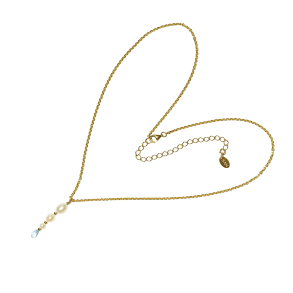 Forgyldt halskde med Ferskvandsperler & Topas