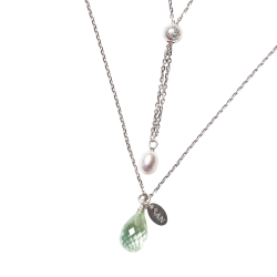 Halskde i rhodineret sterlingslv med Grn ametyst - More than one