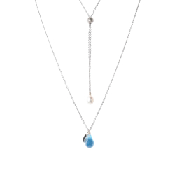 Halskde i rhodineret sterlingslv med topas - More than one