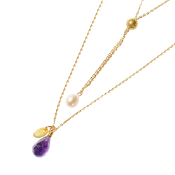 Halskde i forgyldt sterlingslv med ametyst - More than one