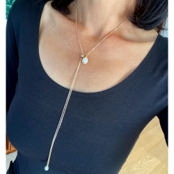 Halskde i rhodineret sterlingslv med topas - More than one