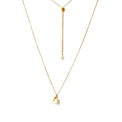 Halskde i forgyldt sterlingslv med ferskvandsperler - More than one