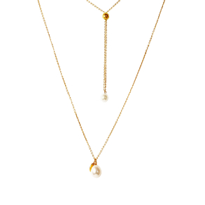 Halskde i forgyldt sterlingslv med ferskvandsperler - More than one