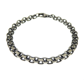 Armbnd eller halskde i Bismark-Letoxideret Sterlingslv-Bredde 6mm