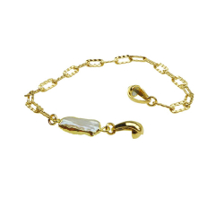 Armbnd &amp; Halskde i Forgyldt Sterlingslv med Magnetls &amp; Barok Perle