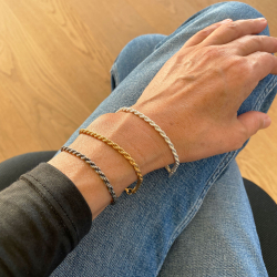 3mm Bjrn Borg - Cordel kde i Let Oxideret Sterlingslv - Armbnd &amp; Halskde