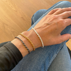 3,5mm Bjrn Borg - Cordel kde i Let Oxideret Sterlingslv Armbnd &amp; Halskde