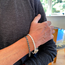 5mm Bjrn Borg - Cordel kde i Let Oxideret Sterlingslv Armbnd &amp; Halskde