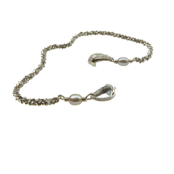 Armbnd eller Halskde - Rhodineret m.Magnetls &amp; Gr Ferskvandsperler