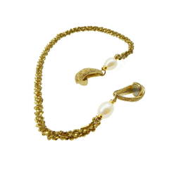 Armbnd eller Halskde - Forgyldt Sterlingslv med Magnetls &amp; Hvide Ferskvandsperler.
