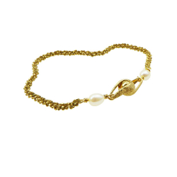 Armbnd eller Halskde - Forgyldt Sterlingslv med Magnetls &amp; Hvide Ferskvandsperler.