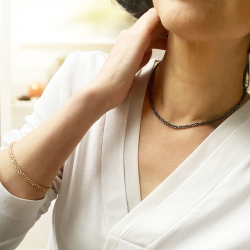 Armbnd eller halskde i Oxideret/925-DiamondCut=3,8mm