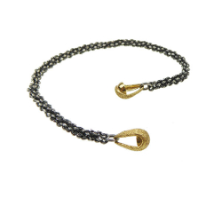 Armbnd eller Halskde - Oxideret Diamond Star med Forgyldt Magnetls