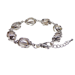 Perlearmbnd &amp; halskde med Hvide Ferskvandsperler - Rhodineret/925