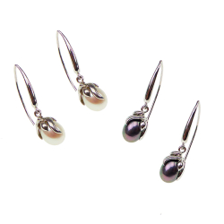 Perle�reringe med Hvide &amp; Sorte Ferskvandsperler - Rhodineret/925