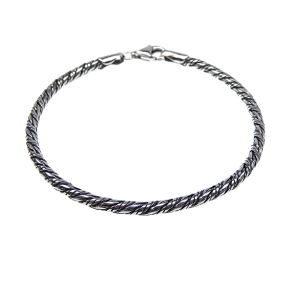 3mm Rvekde/Twistet i Let Oxyderet Sterlingslv Armbnd eller Halskde