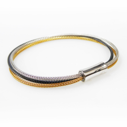 Armbnd &amp; halskde - 3 rk. sort/rhodium/forgyldt Sterlingslv