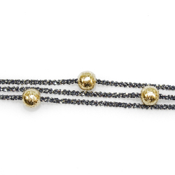 Armbnd &amp; Halskde - 3 rk. med 3 stk Magic Beads-6mm