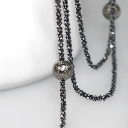 Halskde - Lang kde 70-90cm m. 6 stk Magic Beads-6mm