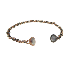 Armbnd eller halskde 2 rk. Rhd./Forgyldt m.Magnetls