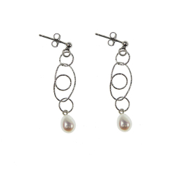 reringe - Rhodineret/925 m.Hvide Ferskvandsperler