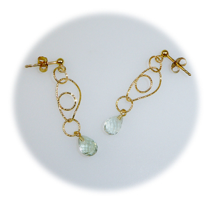 reringe - Grn Ametyst/ 925/forgyldt.