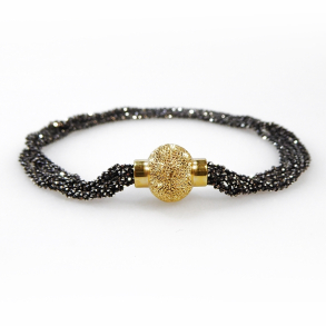 Armbnd eller Halskde med Magnetls - 4 rk.DiamondCut-Oxyderet/Forgyldt