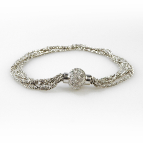 Armbnd eller Halskde med Magnetls - 4 rk. DiamondCut - Rhodineret