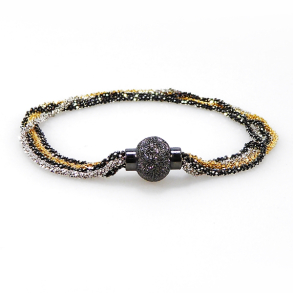 Armbnd eller Halskde med Magnetls - 4 rk. DiamondCut - 3 farvet